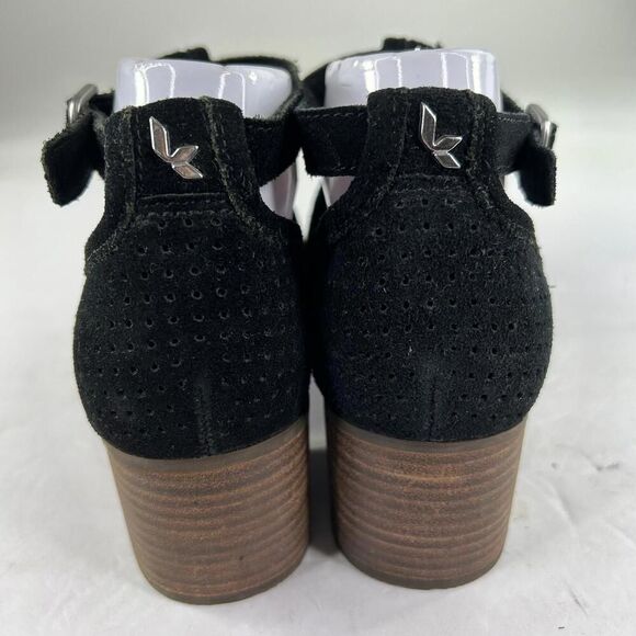 Koolaburra Ugg Ashland Perforated Suede Peep toe US 9 Bootie Sandal Stacked Heel - Picture 5 of 11